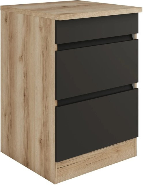 Optifit Küchen-Unterschrank Noah420 mit Auszügen, Anthrazit und WildEiche, B/T/H: 60 x 60 x 88 cm - Bild 1