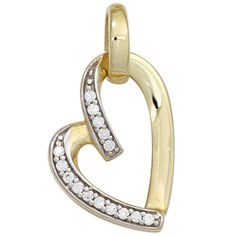 Colfem Anhänger Herz, 333 Gelbgold, bicolor, Zirkonia, Unisex - Bild 1