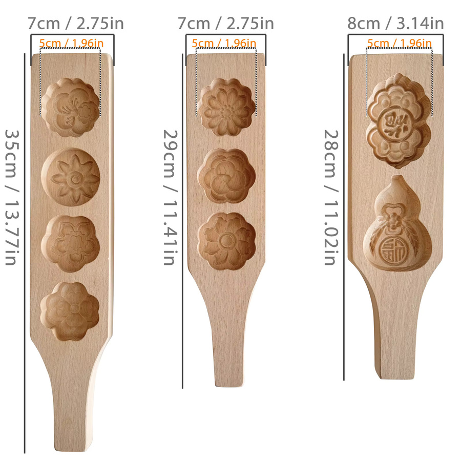 Holz-Ausstechformen von Cippes in Braun für Mondkuchen und Kekse zum Backen - Bild 2