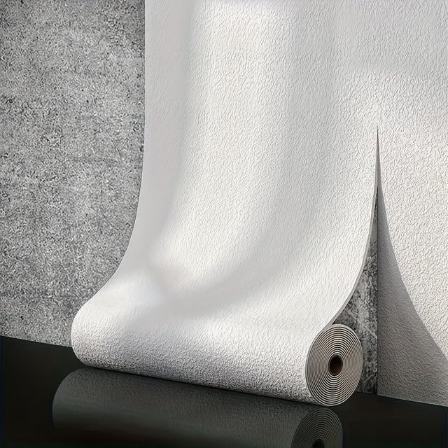 Selbstklebende 3D Wandtapete aus PVC in Leinenoptik, wasserdicht und verdickt, Grau/Weiß, Breite: 50 cm - Bild 1