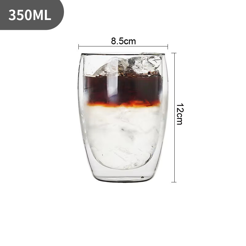 RSCHEF Doppelwandige Glas-Tasse Transparent, Handgefertigter Hitzebeständiger Tee- und Kaffeebecher, 350 ml - Bild 2