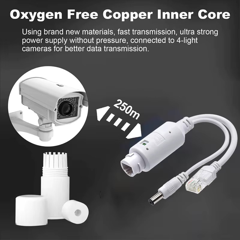 SHOYEE PoE-Splitter IP67 48V auf 12V Adapter für Outdoor-IP-Kamera CCTV-Sicherheitssystem in Weiß - Bild 2