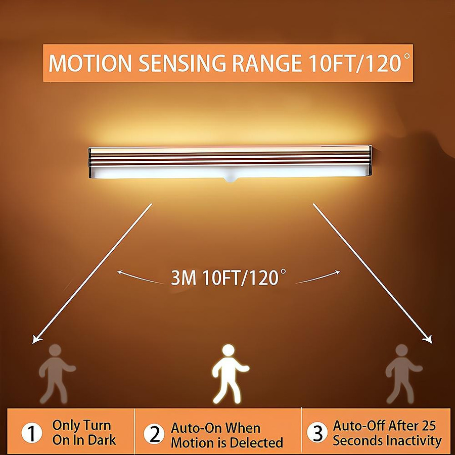 NATAWA LED Nachtlicht mit Bewegungssensor, kabellose USB-wiederaufladbare Lampe, magnetisch, Weiß, Länge: 20 cm - Bild 2