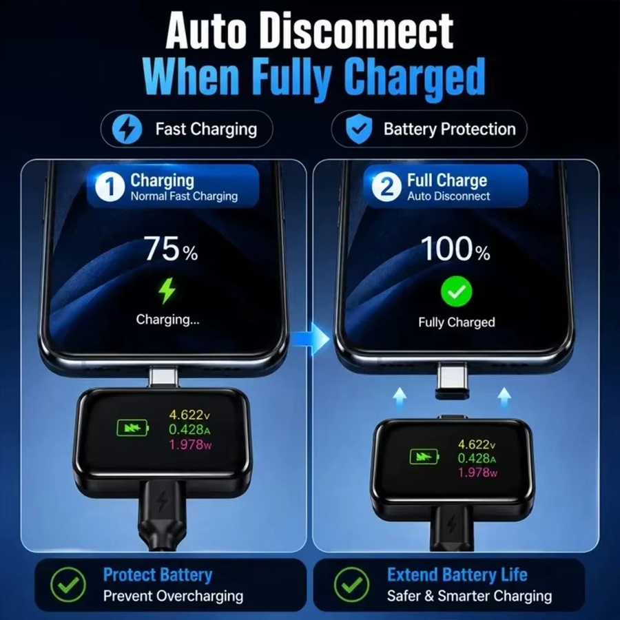 MRSVI AI Smart Auto Power-Off Ladegerät mit Ladeerkennung und automatischer Abschaltung für iPhone und Android, Silber - Bild 2