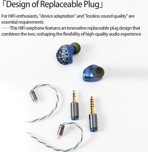 Sound Rhyme SR10 In-Ear HiFi-Kopfhörer mit Dual 10mm PU+LCP Membran-Dynamiktreiber IEMs Musik-Monitor in Blau - Bild 1