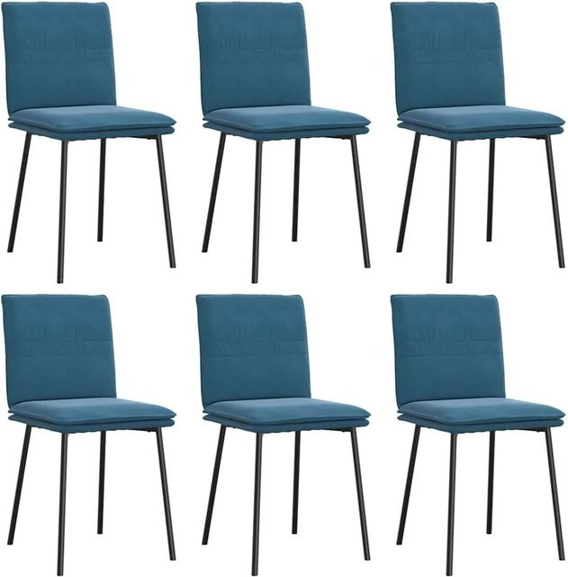 DELUKE Esszimmerstühle VERA 6er Set Blau Samt Polsterstühle mit Metallgestell - Bild 1