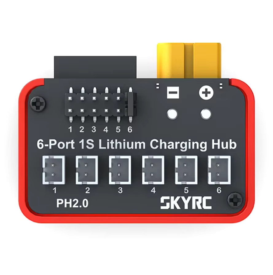 SkyRC OSH 6-Port Akku-Ladehub-Adapterplatte mit PH2.0 und BT2.0 Anschlüssen für 1S LiPo LiFe Li-ion LiHV Akkus, kompatibel mit B6neo, B6ACneo, B6neo+ und B6neo 2 - Bild 2