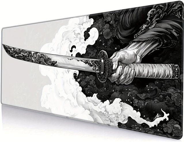 Mairuige Gaming-Mauspad mit japanischem Samurai-Design, übergroß, Multicolor, B: 80 cm, T: 30 cm - Bild 1
