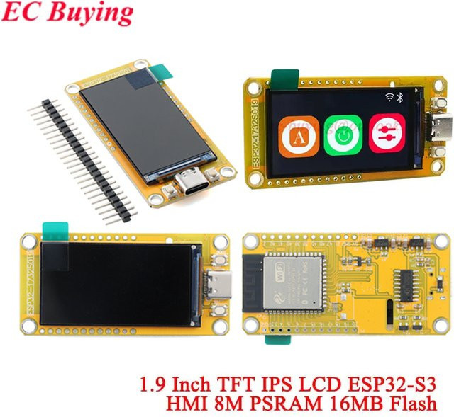 ESP32-S3 HMI Modul mit 1,9 Zoll IPS LCD TFT Display, 8M PSRAM und 16M Flash, WiFi und Bluetooth kompatibel, Multicolor, EC Buying - Bild 1