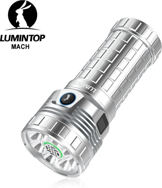 LUMINTOP MACH V2.0 LED-Taschenlampe mit 26000 Lumen, wiederaufladbar via USB-C, Farbe Silber - Bild 1
