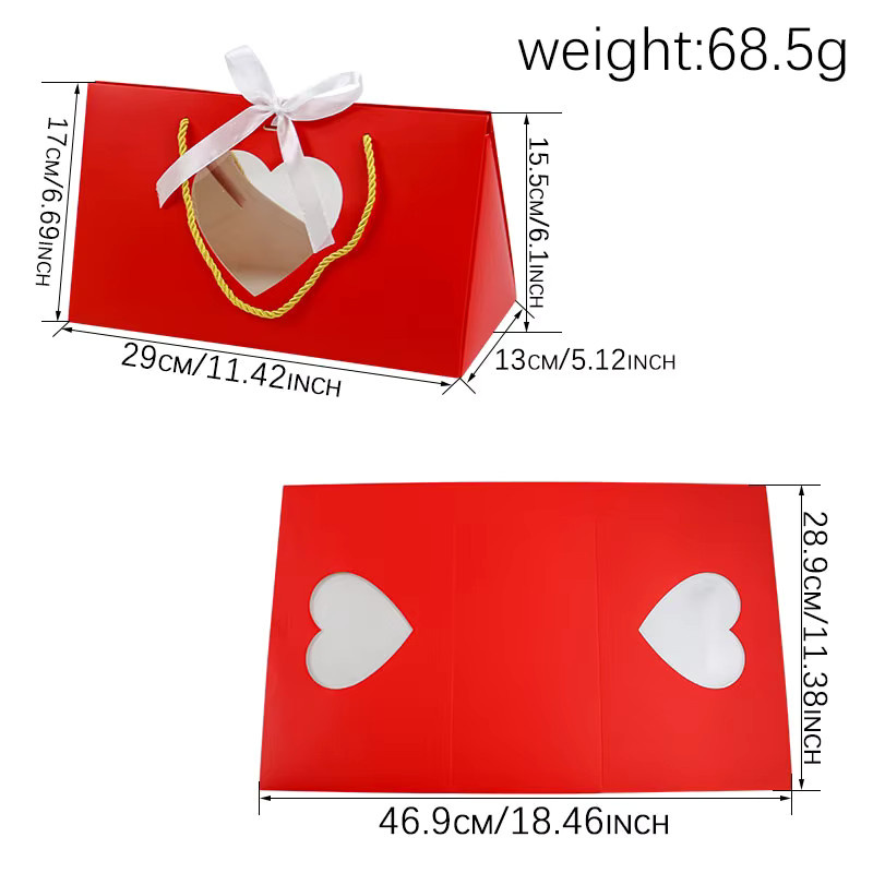 4er-Set Valentinstag Geschenkverpackungen aus Papier mit Herz-Klarsichtfenster und Band für Hochzeiten und Partys - Bild 3