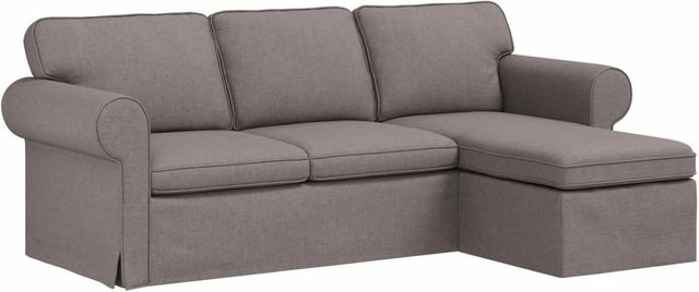 vidaXL Ecksofa in L-Form aus Stoff in Taupe mit Dekokissen, Breite: 215 cm, Tiefe: 138 cm, Höhe: 80 cm - Bild 1