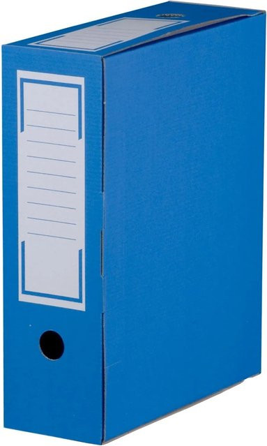 20er Set PROREGAL Archiv-Ablageboxen aus Wellkarton in Blau mit Grifflöchern und Beschriftungsfeld, B: 31,5 cm, T: 9,6 cm, H: 26,0 cm - Bild 1