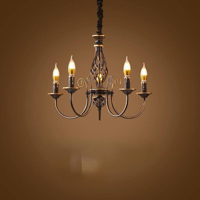 Novo Light Retro-Kronleuchter aus Metall in Braun mit 5 Leuchten für Wohnzimmer, Esszimmer und Schlafzimmer - Bild 1