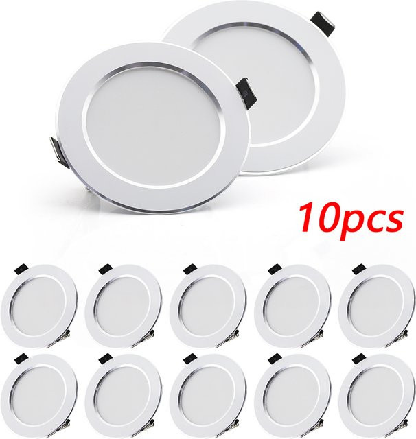 10er Set PARKSON LED-Deckeneinbauleuchten rund in Weiß für AC 220V - Bild 1