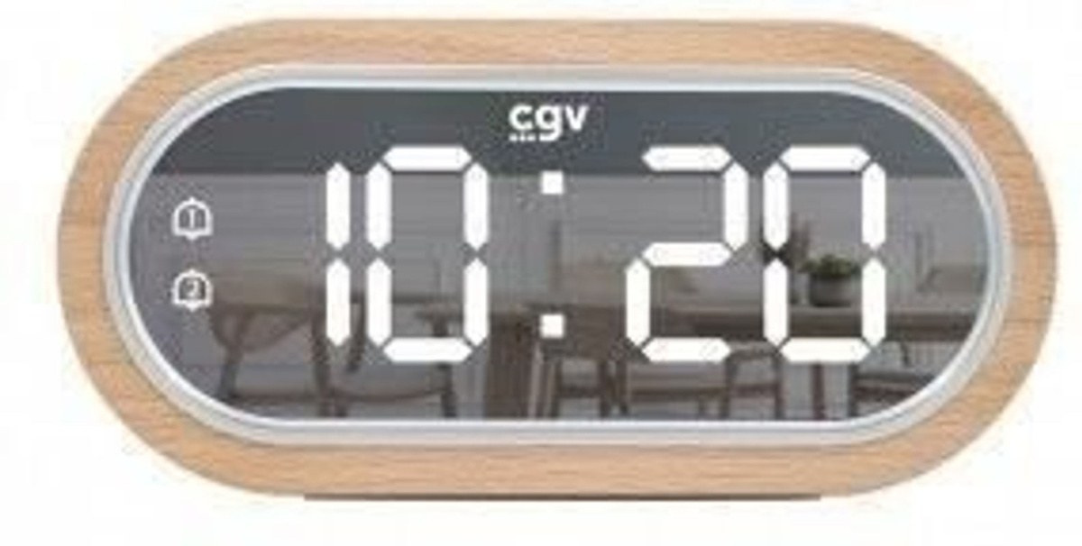 Digitaler Wecker ACUNA von CGV in Beige mit ovalem Gehäuse aus Massivholz im skandinavischen Design - Bild 1