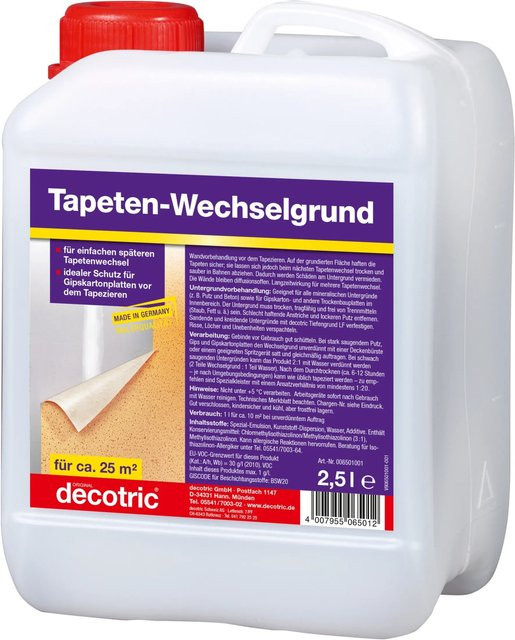 Decotric Tapeten-Wechselgrund für Gipskartonplatten in Weiß, 2,5 l - Bild 1