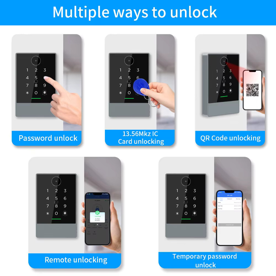 LUCKING DOOR WLAN QR-Code-Lesegerät mit NFC und RFID für die Zugangskontrolle, IP67 wasserdicht, kompatibel mit TTLOCK, Alexa und Google Home - Bild 5