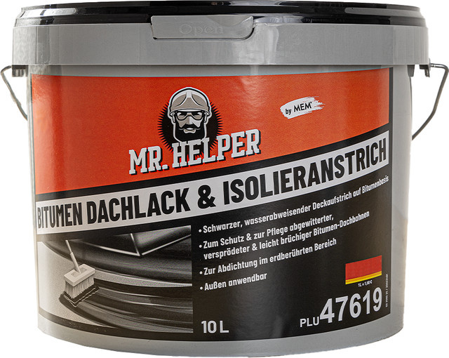 Mr Helper Dachlack und Isolieranstrich in Schwarz, 10 Liter - Bild 1