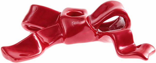 Rico Design Keramik Kerzenhalter Schleife Rot für schmale Kerzen Höhe: 17,5 cm, Breite: 12,0 cm, Tiefe: 4,0 cm - Bild 1