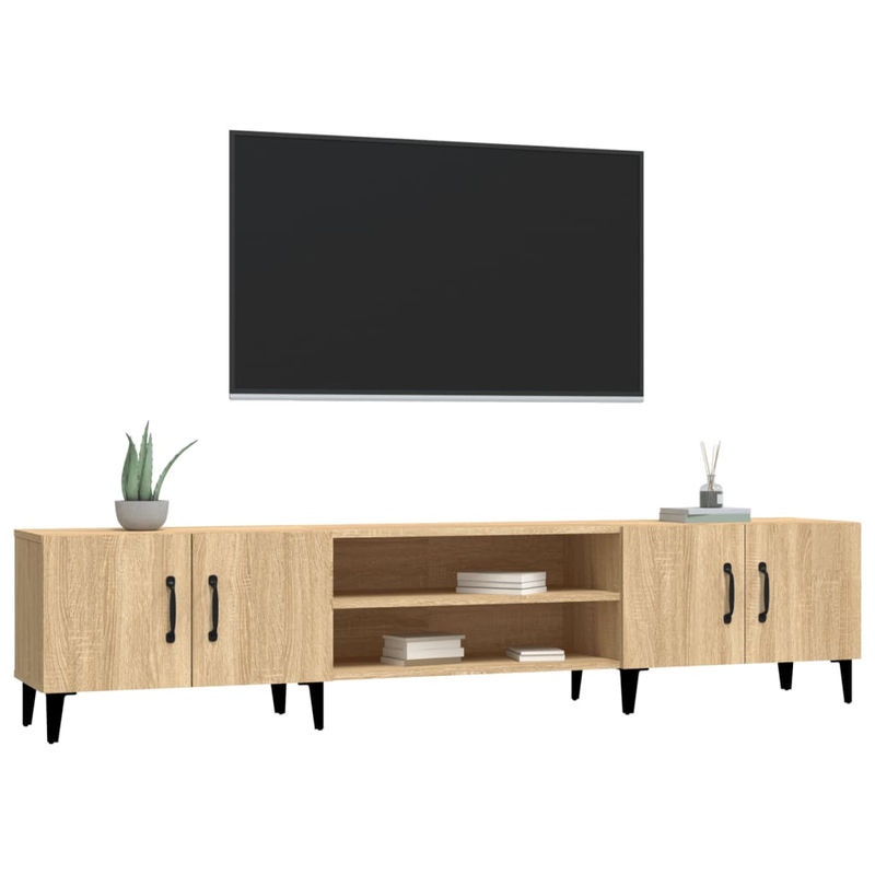 Vidaxl TV-Schrank in Eiche Natur im modernen skandinavischen Design aus Holzwerkstoff und Metall, B/T/H: 180 x 40 x 40 cm - Bild 3