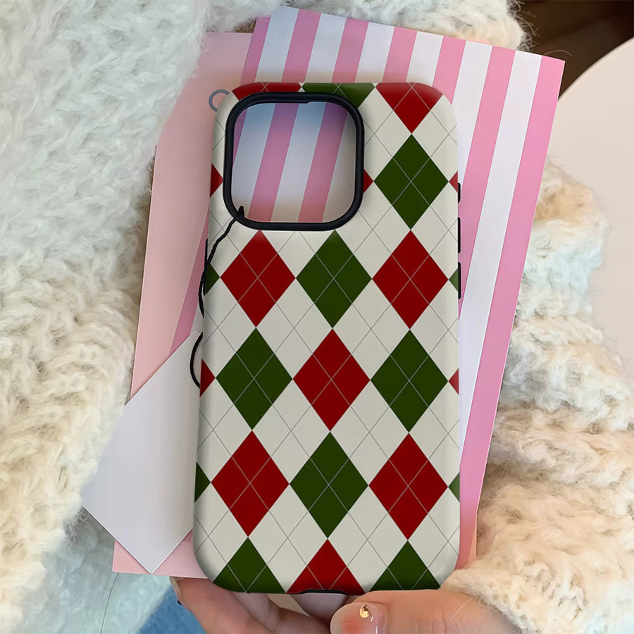 Argyle Classic Christmas Handyhülle für iPhone 17 16 15 14 13 12 11 Pro Max Plus mit doppelschichtiger Rückseite in Multicolour - Bild 4