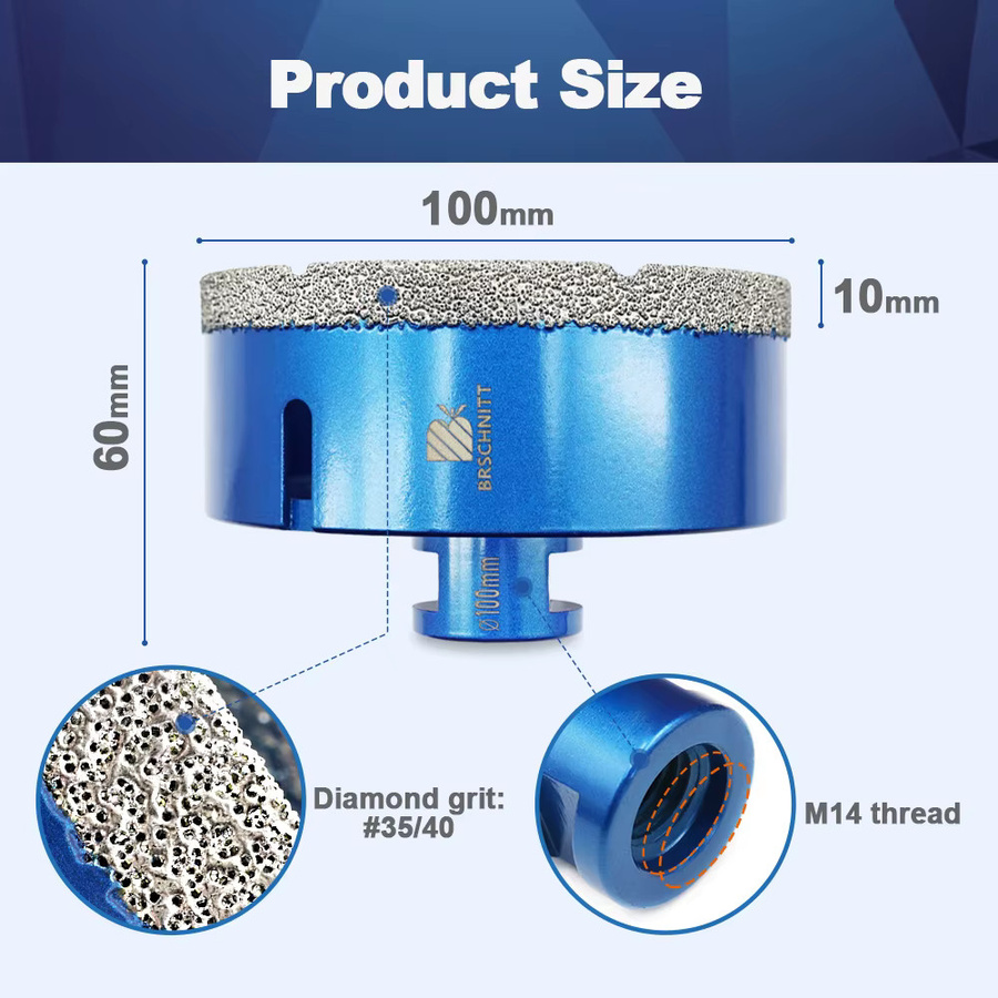 BRSCHNITT Diamant-Lochsägen Set 6 Stück in Blau für Granit, Marmor und Stein - Bild 2