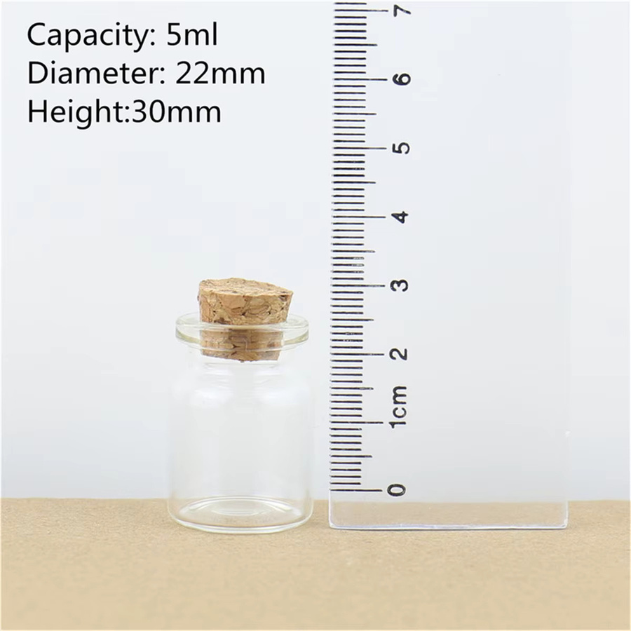 Mini Glasreagenzgläser mit Korken, transparent, 5 ml, H x B x T: 3,0 x 1,1 x 2,2 cm - Bild 2