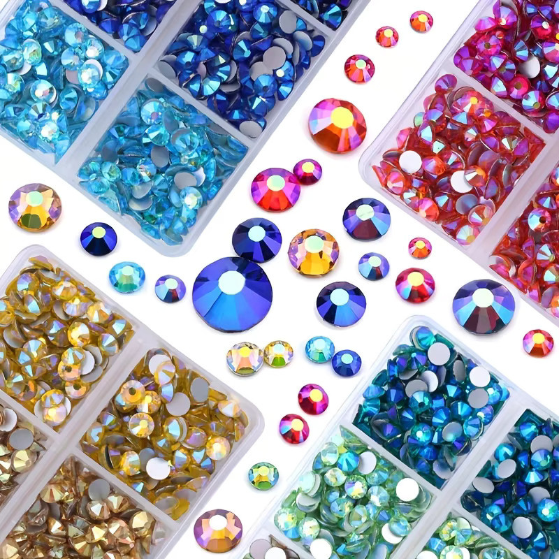 Swagpick Nail Art Strass, runde Kristall Flatback Edelsteine, glänzend - Bild 2
