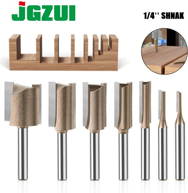 JGZUI Profi Gerade Bit Wolfram Hartmetall Router Bit mit Doppel Flöte für Holz, Silber - Bild 1