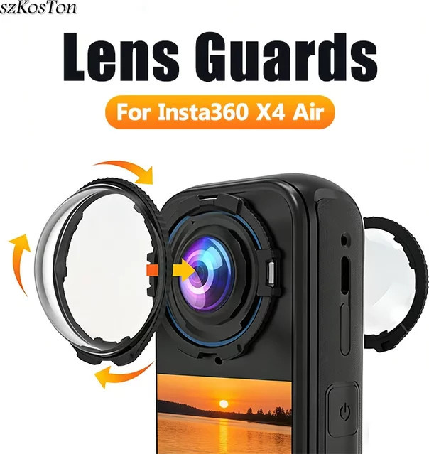 SZKOSTON Objektivschutz aus gehärtetem Glas für Insta360 X4 Air, transparent, kratzfest, HD-Klarsichtschutz - Bild 1