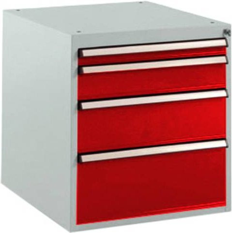 Manuflex BASETEC Stationärer Schubfachschrank SP1140.3003 aus Stahl mit 4 abschließbaren Schubfächern, Farbe: Rubinrot RAL 3003 - Bild 1