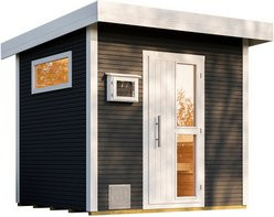 WEKA Design-Saunahaus Kuopio aus Blockbohlen in Anthrazit, B/H/T: 263 x 253 x 298 cm - Bild 3