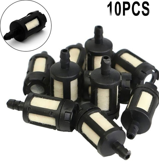 10er Set DAZZLEEX Kraftstofffilter in Schwarz für Benzin-Gartenmaschinen, Rasentrimmer und Kettensägen - Bild 1