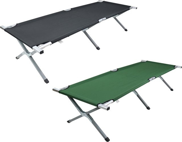 VCM Camping Feldbett klappbar aus Aluminium und Textilene in Anthrazit, B/T: 190 x 64 cm - Bild 1