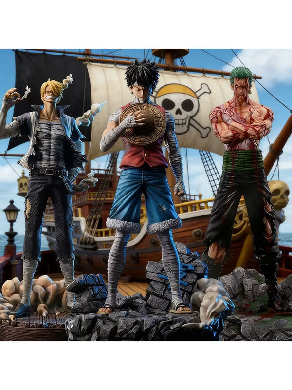 Bandai One Piece Anime Figuren Set Luffy Roronoa Zoro Vinsmoke Sanji PVC-Statue in stehender Pose, mehrfarbig, Höhe: 30 cm - Bild 4