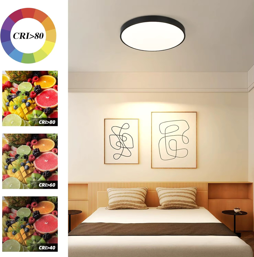 Cliheet 30W runde LED-Deckenleuchte in Weiß, dimmbar mit Fernbedienung, IP44 für Badezimmer, Küche, Wohnzimmer, Schlafzimmer und Flur - Bild 4