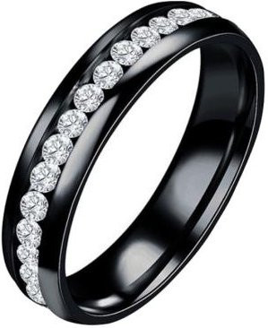 Puntos Magnetischer Ring, Edelstahl, Schwarz, Kristall, Unisex, US 6 - Bild 1