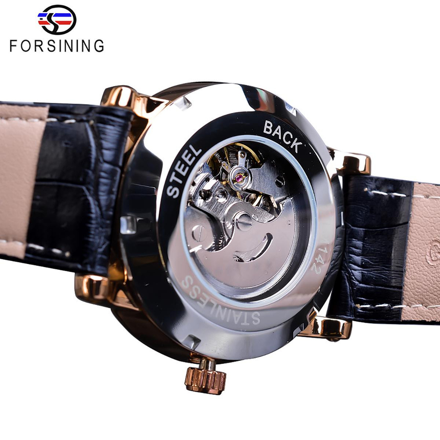 Forsining Armbanduhr, Automatik, Edelstahl, Leder, Weiß, Herren - Bild 5