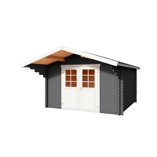Lasita Holz-Gartenhaus Viljandi 34 mit Satteldach in Graublau, Blockbohlenbauweise aus Fichtenholz, B/T/H: 300 x 300 x 245,1 cm - Bild 3