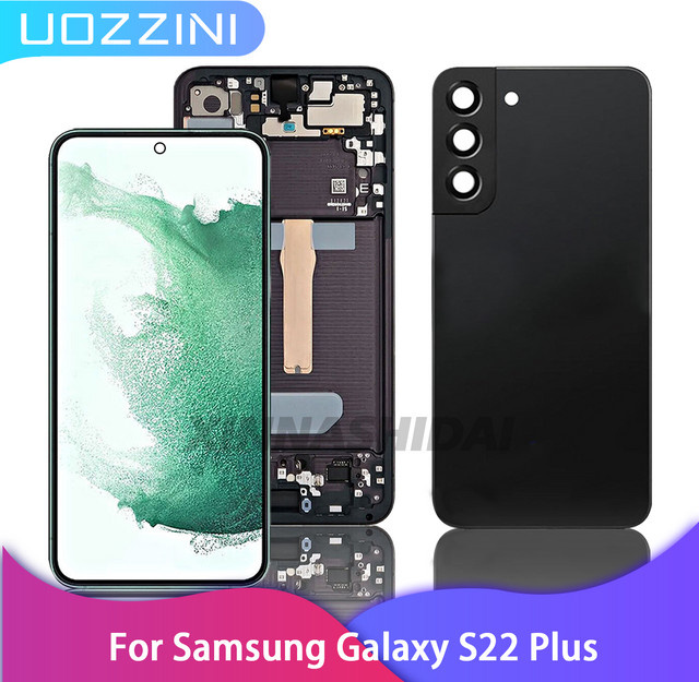 OLED Display mit Rahmen für Samsung Galaxy S22 Plus S906B S906U inklusive Touch Digitizer in Schwarz - Bild 1