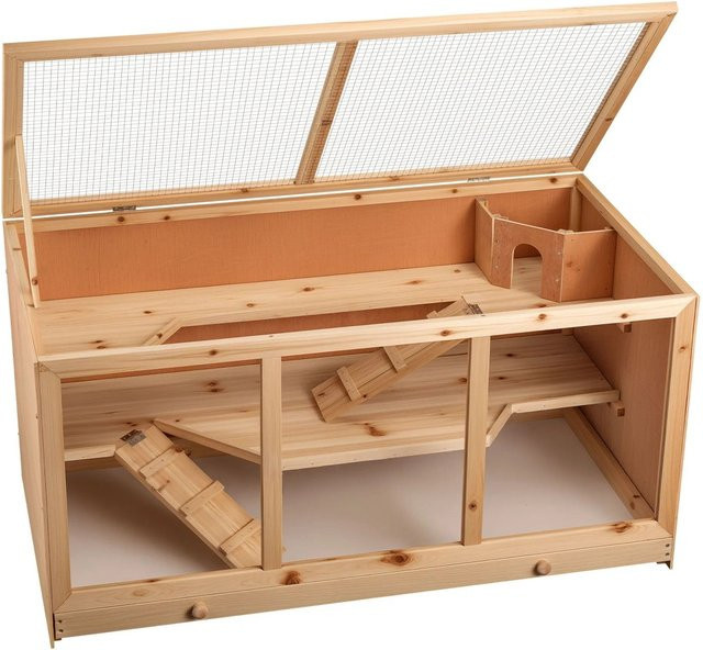 Wiltec XXL Nagerkäfig aus Holz für Hamster und Mäuse, Farbe: Braun, B/T/H: 115 x 60 x 58 cm - Bild 1