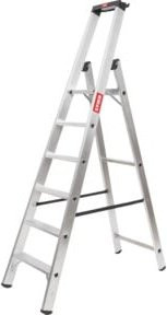 STIER Premium Stehleiter aus Aluminium mit 6 Stufen in Silber - Bild 1