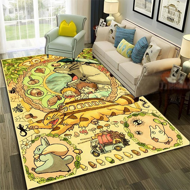 ChenYing01 3D Mein Nachbar Totoro Anime Teppich, rutschfeste und waschbare Bodenmatte für Wohnzimmer und Kinderzimmer, B x B: 70 x 100 cm - Bild 1