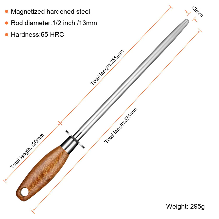 Xituo Diamant-Messerschärfstab in Silber mit Holzgriff für Küchenmesser und Scheren - Bild 2