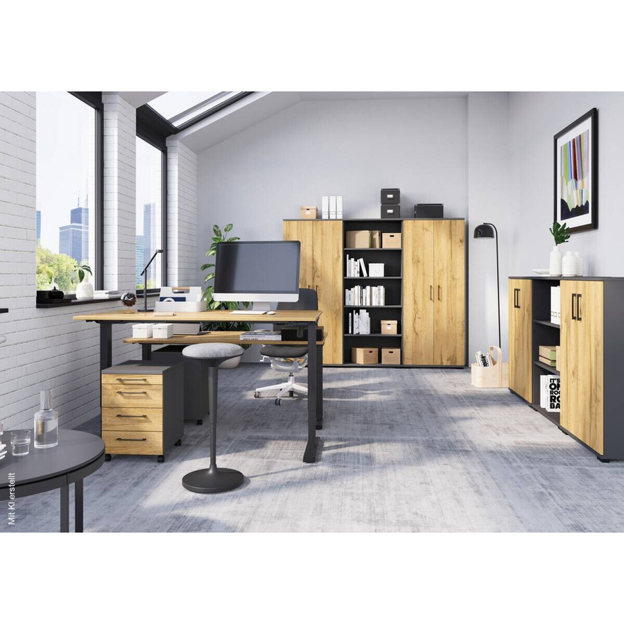 Germania Rollcontainer 4251-564 GW-Profi in Grandson Eiche und Graphit mit Utensilienfach, B/H/T: 42 x 61 x 49 cm - Bild 4
