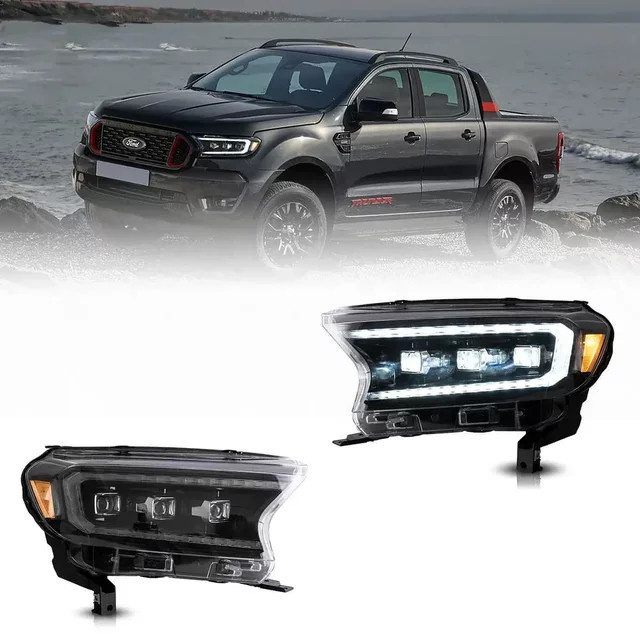 SHXI LED-Matrix-Projektionsscheinwerfer für Ford Ranger T6 Facelift 2015-2021 mit DRL und sequenziellem Blinker, Schwarzes Gehäuse, Linkslenker - Bild 1