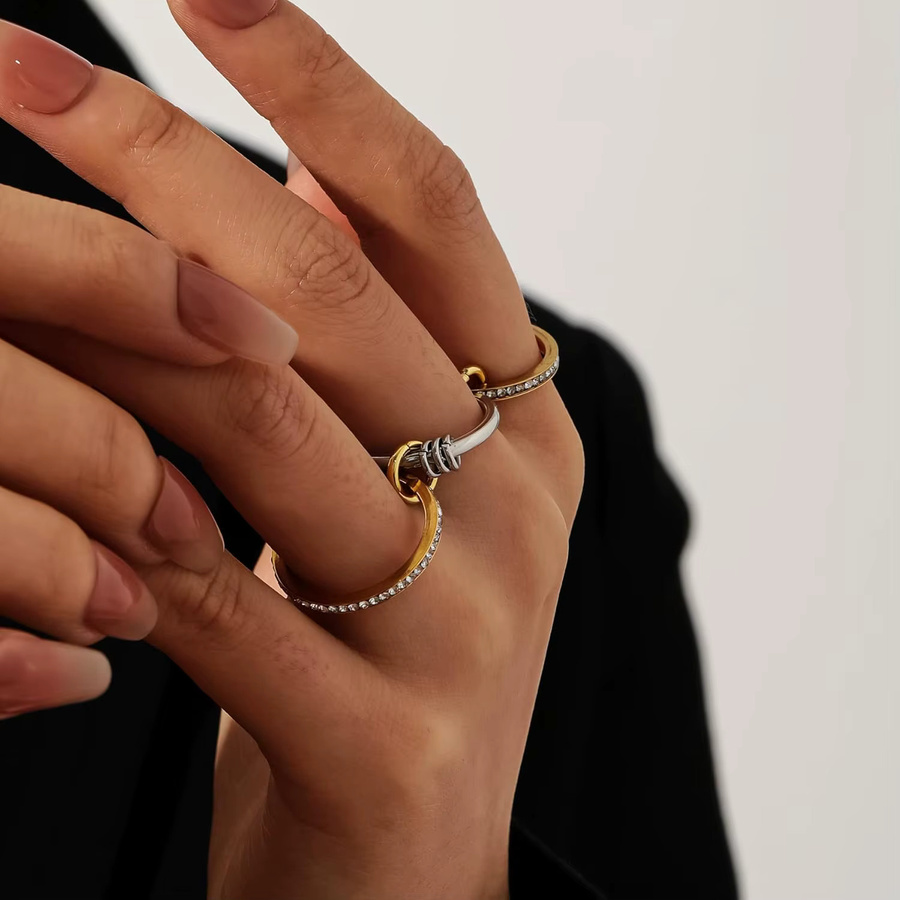 YILUOCD Ringe Edelstahl, Gold, Zirkonia, Damen - Bild 5