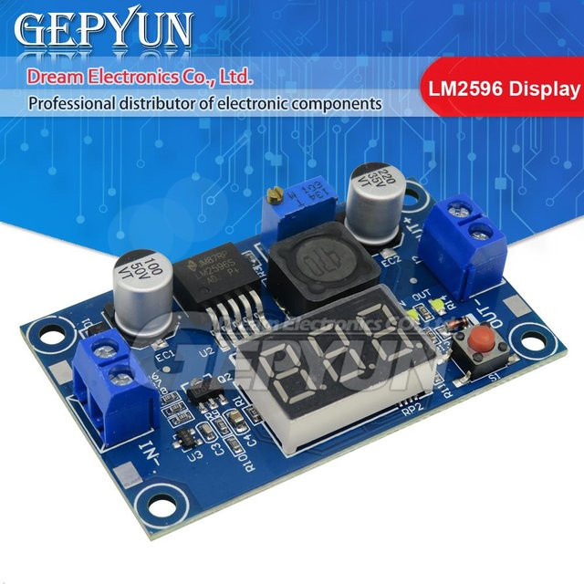 LM2596 DC-DC Abwärtswandler Spannungsregler mit LED-Anzeige und Voltmeter in Blau, einstellbarer Buck-Adapter für 1,3-37V bis 4,0-40V - Bild 1