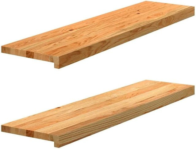vidaXL Fensterbänke aus Massivholz Eiche, 2 Stück, Hellbraun, B: 100 cm, T: 30 cm, H: 2 cm - Bild 1